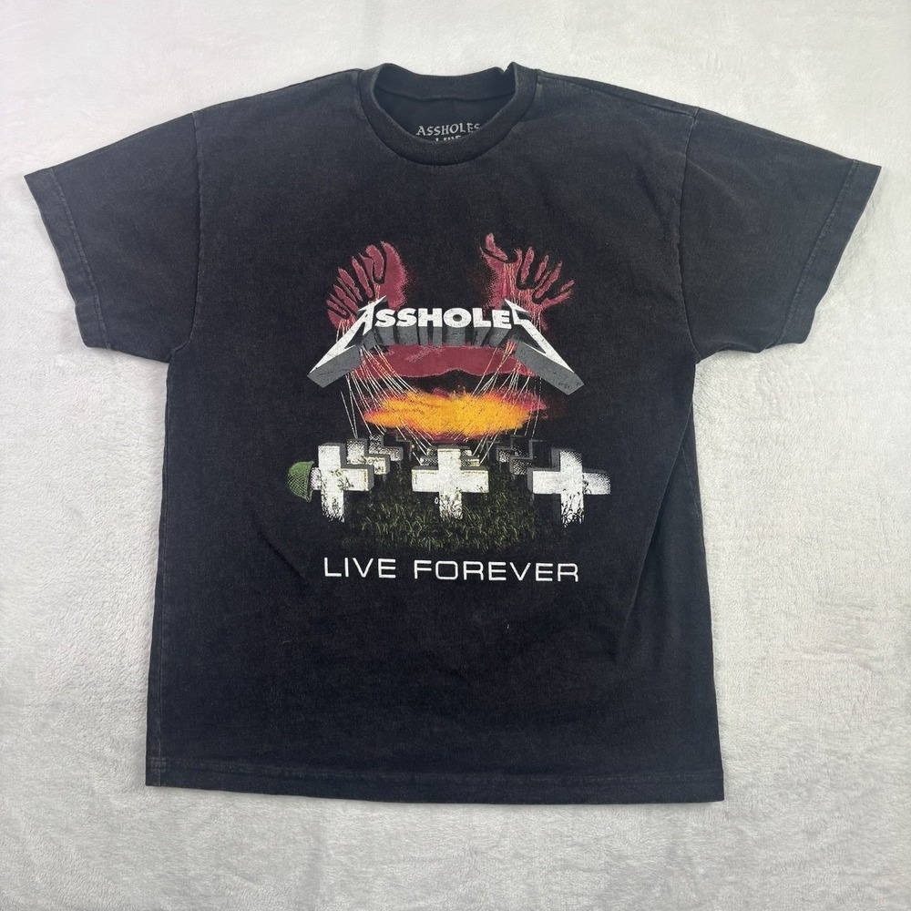 Assholes*s Live Forever Metallica Black SS Graphic Shirt Men's Large